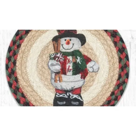 Earth Rugs Snowman in Top Hat Round Trivet &ndash; Rustic Holiday Kitchen Hot Pad 10"x10" image {1}