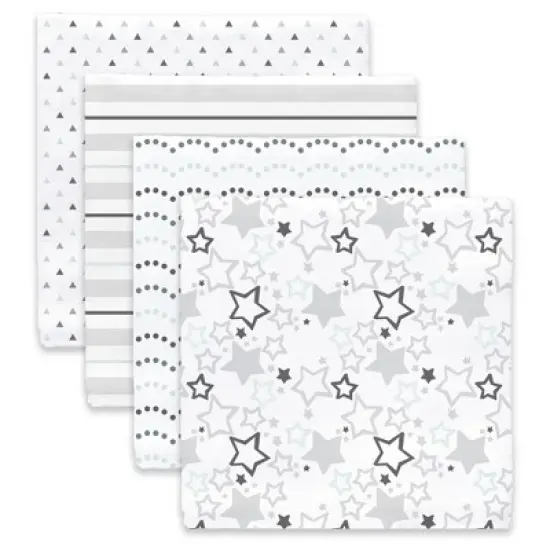 SwaddleDesigns Cotton Muslin Swaddle Blankets - Starshine Shimmer - 4pk - Sterling Gray image {10}