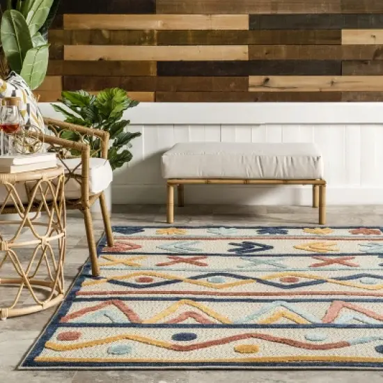 nuLOOM In&eacute;s Bohemian Lined Indoor/Outdoor Patio Area Rug image {7}