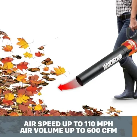 Worx WG520 12 Amp TURBINE 600 Electric Leaf Blower image {3}