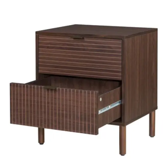Merk 2 Drawer Nightstand - Sango image {1}