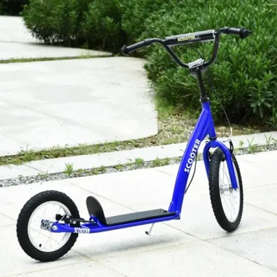 Aosom Youth Scooter Kick Scooter for Kids 5+ with Adjustable Handlebar Front and Rear Dual Brakes Inflatable Wheels image {1}