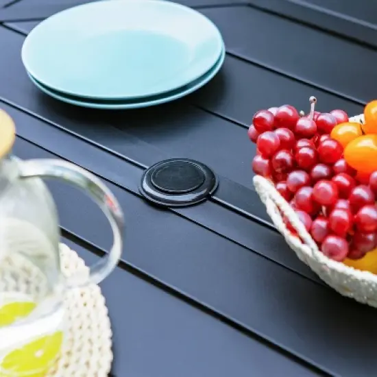 Captiva Designs 7pc Outdoor Dining Set with C-Spring Motion Chairs & Metal Table with Umbrella Hole image {3}