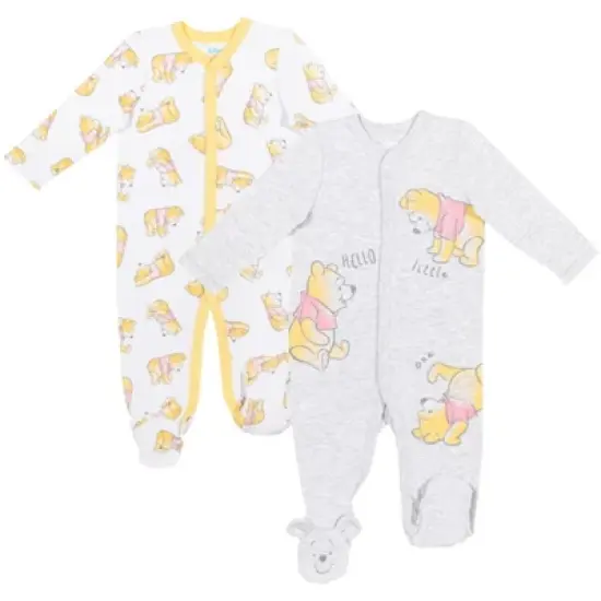 Disney Winnie the Pooh Baby 2 Pack Snap Sleep N' Play Coveralls Newborn to Infant  image {8}