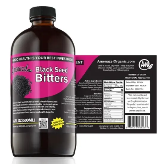 Amenazel Organic Black Seed Bitters, 16 fl oz. image {5}