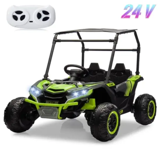 Garvee 24V 2-Seater Ride On UTV for Kids with Remote Control, LED Lights, Bluetooth, Sun Shade, Off-Road Wheels, Ride On Car for Boys Girls image {7}