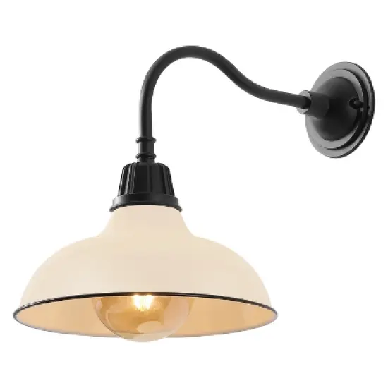 JONATHAN Y Aurora Farmhouse Industrial Indoor/Outdoor Iron LED Gooseneck Arm Outdoor Sconce image {7}