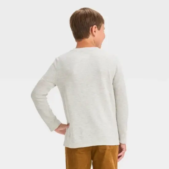 Boys' Long Sleeve Snow-Heathered Henley Shirt - Cat & Jack&trade; image {1}