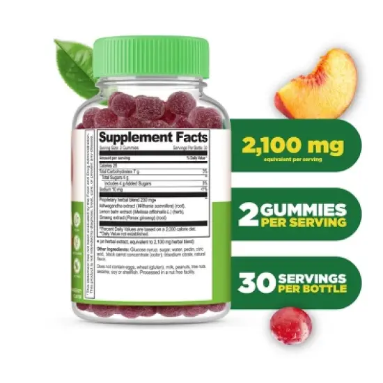 Lifeable - Ashwagandha + Ginseng & Lemon Balm - Adult - 60 Gummies image {1}