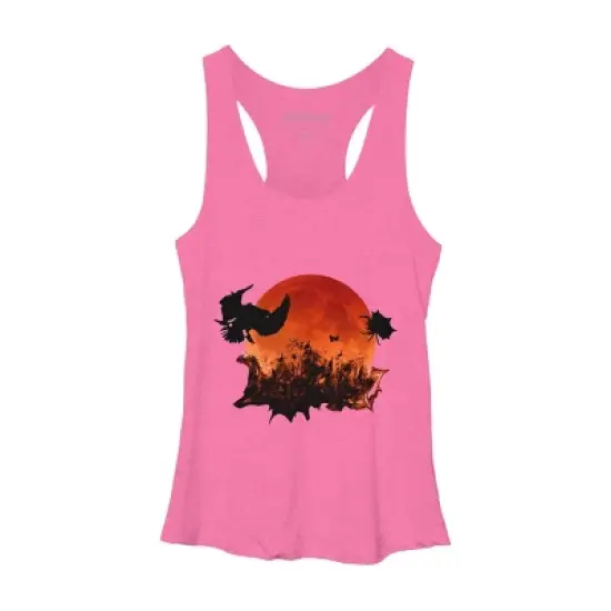 Women's Design By Humans Spooky Halloween Blood Moon Eclipse Ghostly Birds By KateLCardsNMore Racerback Tank Top image {6}