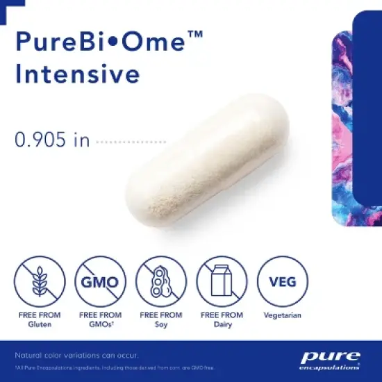 Pure Encapsulations PureBi&bull;Ome Intensive - Hypoallergenic Multi-Strain Probiotic Blend to Support Healthy Intestinal Microflora Balance - 30 Capsules image {2}