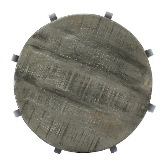 Wiers Modern Industrial Handcrafted Mango Wood Side Table Gray/Black - Christopher Knight Home image {3}