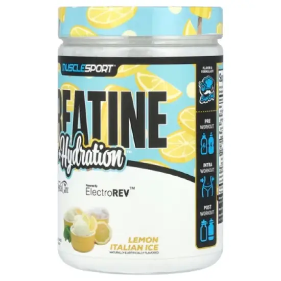 MuscleSport Creatine + Hydration, Lemon Italian Ice, 10.58 oz (300 g) image {2}