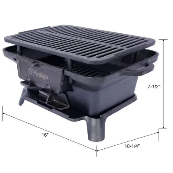 NAYSAYE Grill Racks Portable Cast Iron Griddle for Versatile Outdoor Cooking for Home and Travel, Black, 16"*10.25"*7.5" image {1}