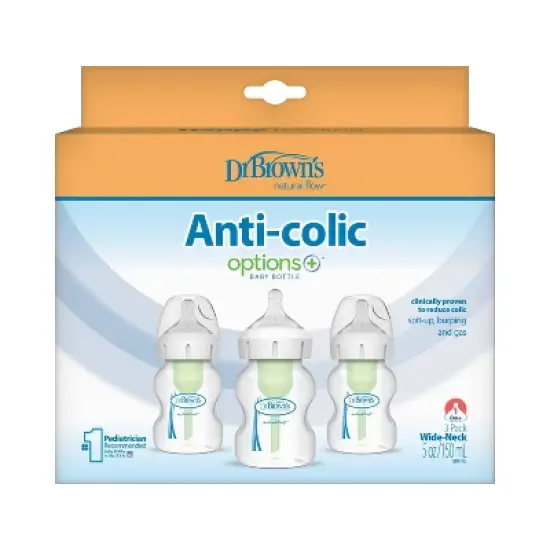 Dr. Brown's Anti-Colic Wide-Neck Options+ Baby Bottle 0m+ - 9oz/3pk image {2}