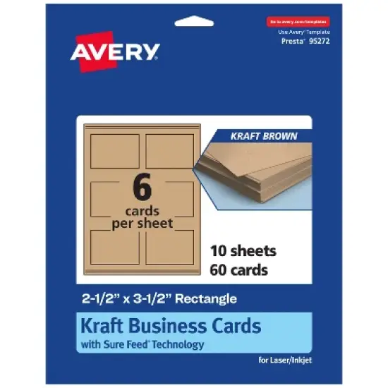 Avery Printable Business Cards, 2.5" x 3.5", Kraft Brown, 60ct image {8}