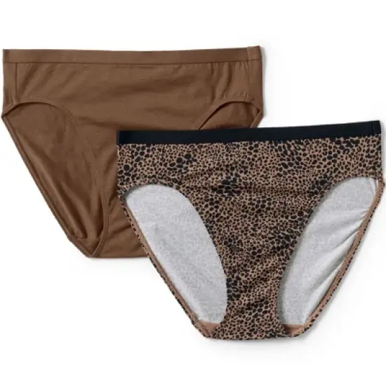 Lands' End Women's Comfort Knit Mid Rise High Cut Brief Underwear - 2 Pack image {2}