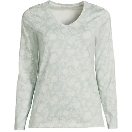 Lands' End Women's Tall Relaxed Supima Cotton Long Sleeve V-Neck T-Shirt image {13}