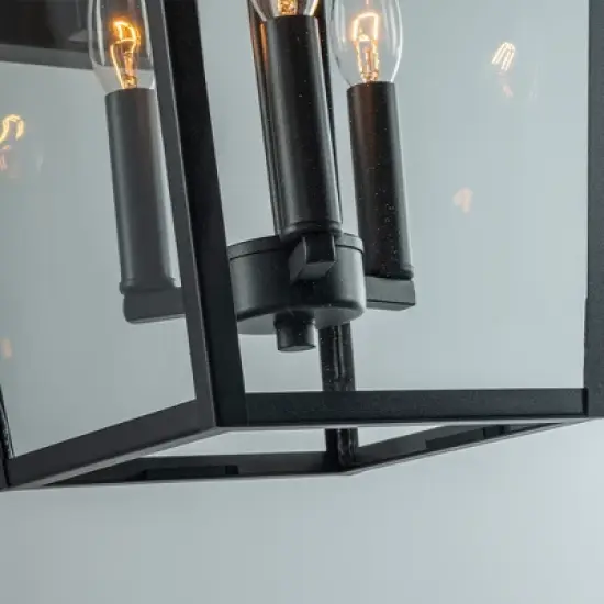 ALOADECOR Classic Outdoor Wall Lantern Matte Black Wall Sconce with Clear Tempered Glass Open Bottom Wall Mount Light Fixture for Entryway image {6}