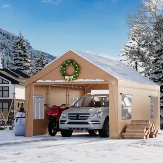 EROMMY 12 Ft X 20 Ft Car Canopy Portable Garage, Yellow image {7}