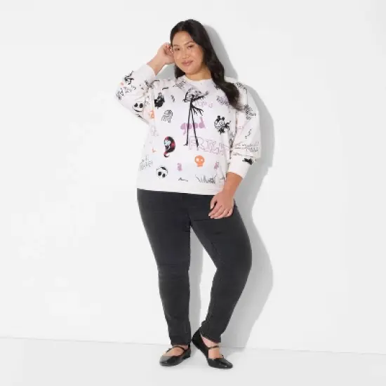 Women's Nightmare Scribbles Fleece Graphic Sweatshirt - White image {4}