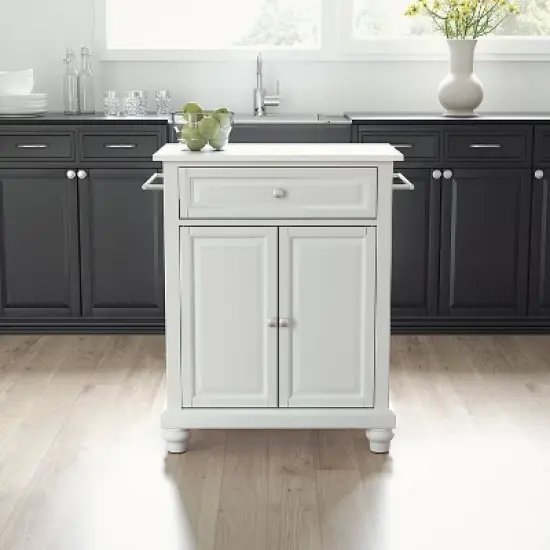 Cambridge Stone Top Portable Kitchen Island/Cart White - Crosley image {2}
