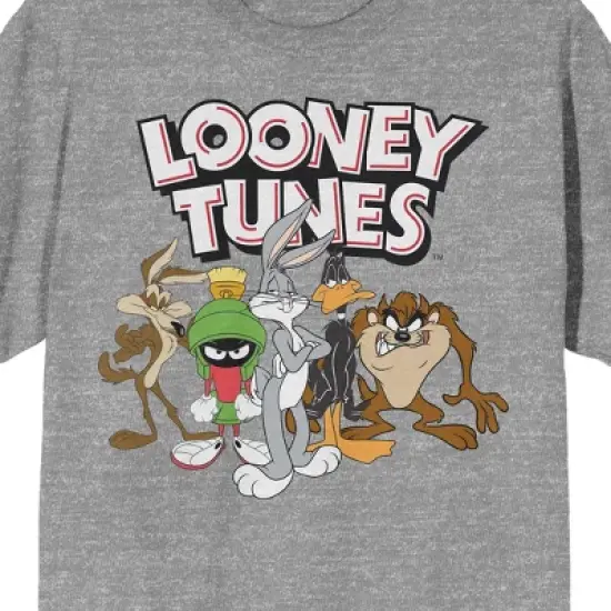 Looney Tunes Character Group With Logo Crew Neck Short Sleeve Athletic Heather Men's T-shirt image {1}