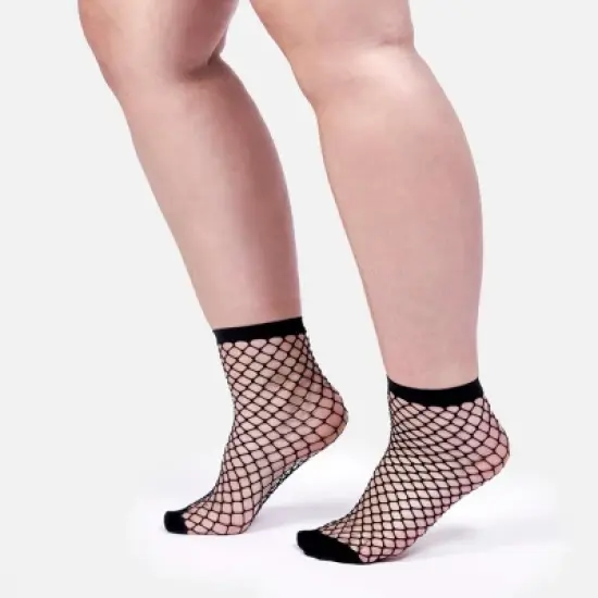 LECHERY Women's Fishnet Dress Nylons Socks (2 Pairs) - Black, One Size Fits Most image {6}