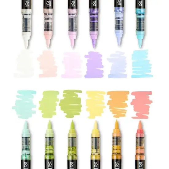 KINGART PRO Acrylic Paint Brush Pens 12 Pastel Colors image {2}