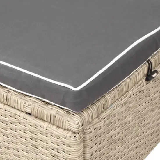 6pc Wicker Patio Set with Benches - Brown/Gray - GODEER image {14}