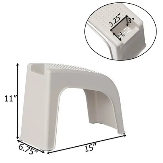 Basicwise Shower Footrest, White Bath Foot Stool for Shaving Legs, Non-Slip Sturdy Pedicure Footrest, Spa Footrest Shaving Stool With Storage image {5}