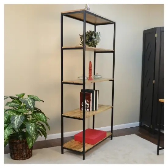 72" Flynn Tall Bookcase Natural/Black - Carolina Chair and Table image {1}