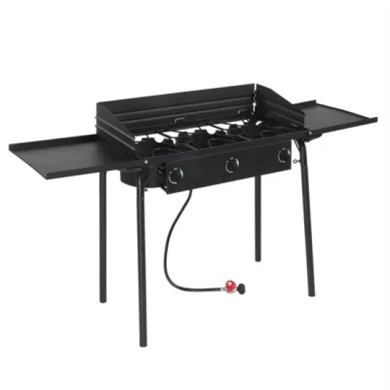 Winado 3 Burner High Pressure Propane Outdoor Stove with Removable Side Shelves and Windscreen image {2}