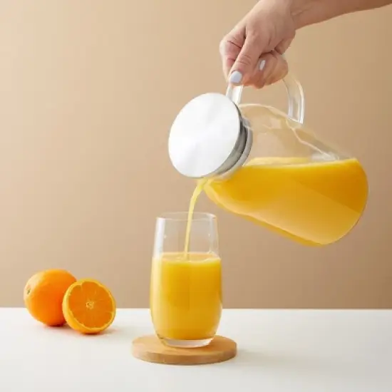 Okuna Outpost 68 Oz / 2 Liter Glass Pitcher with Lid and Spout - Carafe for Water, Juice and Other Drinks (Clear) image {2}