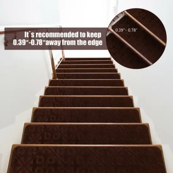 Costway 15PCS Non-Slip Carpet Stair Treads 30'' x 8'' Mats Indoor for Wooden Steps image {9}