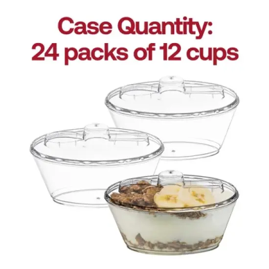 Smarty Had A Party 4 oz. Clear Oval Plastic Mini Cup w/ Lid and Spoon - 288 pcs image {4}