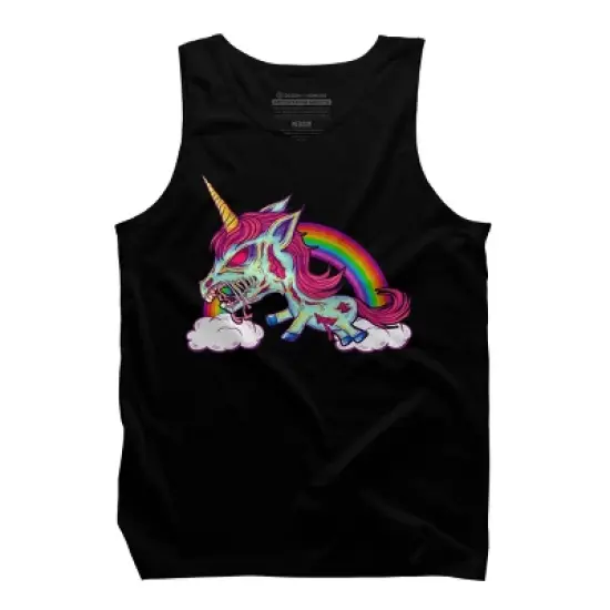 Men's Design By Humans Zombie Rainbow Unicorn By Dzuu Tank Top image {4}