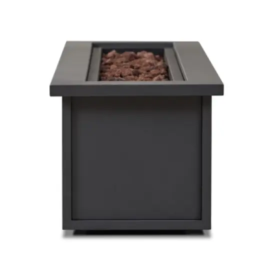 Mila 48" Rectangle Steel Propane Fire Pit Table in Weathered Slate by Real Flame image {3}