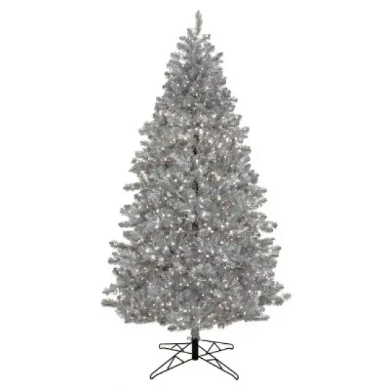 Prelit Matte Silver Metallic Artificial Christmas Tree Warm White Lights - National Tree Company image {5}