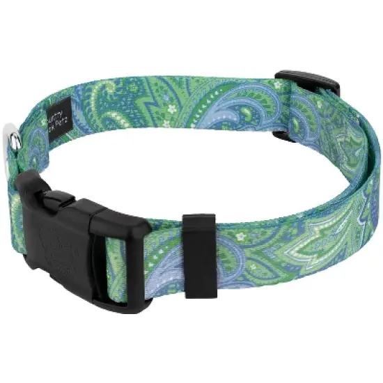Country Brook Petz Deluxe Green Paisley Dog Collar - Made in The U.S.A. (3/4 Inch, Small) image {1}