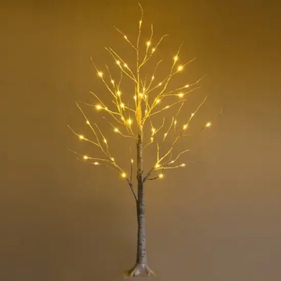 Costway 2ft/ 4ft/ 5ft/ 6ft Pre-lit White Twig Birch Tree for Christmas Holiday w/ LED Lights image {11}