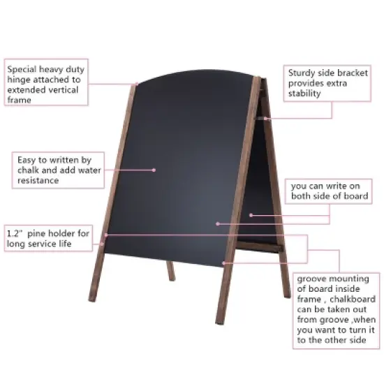 Costway 40'' Wood A-Frame Chalkboard Sign Menu Board Sidewalk Wedding Signage image {4}