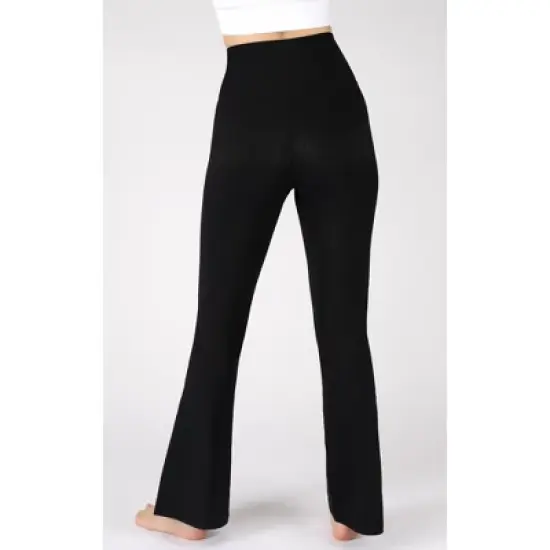 90 Degree by Reflex Womens Ribbed Interlink Madison Crossover Elastic Free V-Back Ankle Flared Pant image {2}