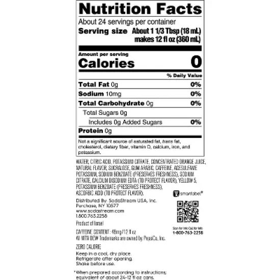 SodaStream Mountain Dew Zero Drink Mix - 14.9 fl oz: Citrus Liquid Concentrate, Kosher, Soda Streamer Flavor image {8}