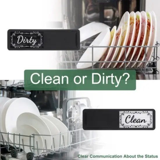 Unique Bargains Plastic Kitchen Hotel Clean Dirty Flower Edge Sign Rectangle Dishwasher Magnet image {2}