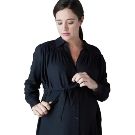 Ingrid & Isabel Maternity Belted Drape Shirt Dress image {6}