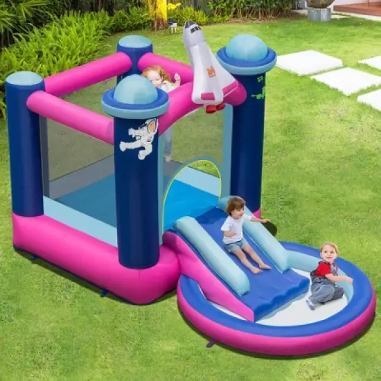 Costway Inflatable Space-themed Bounce House Kids 3-in-1 Bounce Castle W/ 550W Blower image {1}