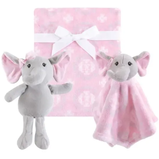 Hudson Baby Infant Girl Plush Blanket, Security Blanket and Toy Set, Pretty Elephant, One Size image {1}