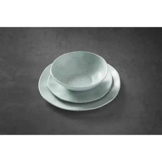 Oneida 12pc Melamine Dinnerware Set Terrazzo Mint: Abstract Pattern, Service for 4, Dishwasher-Safe Plates & Bowls image {3}