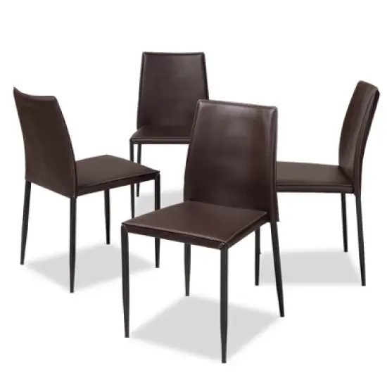 Set of 4 Pascha Modern and Contemporary Faux Leather Upholstered Dining Chairs - Baxton Studio image {6}